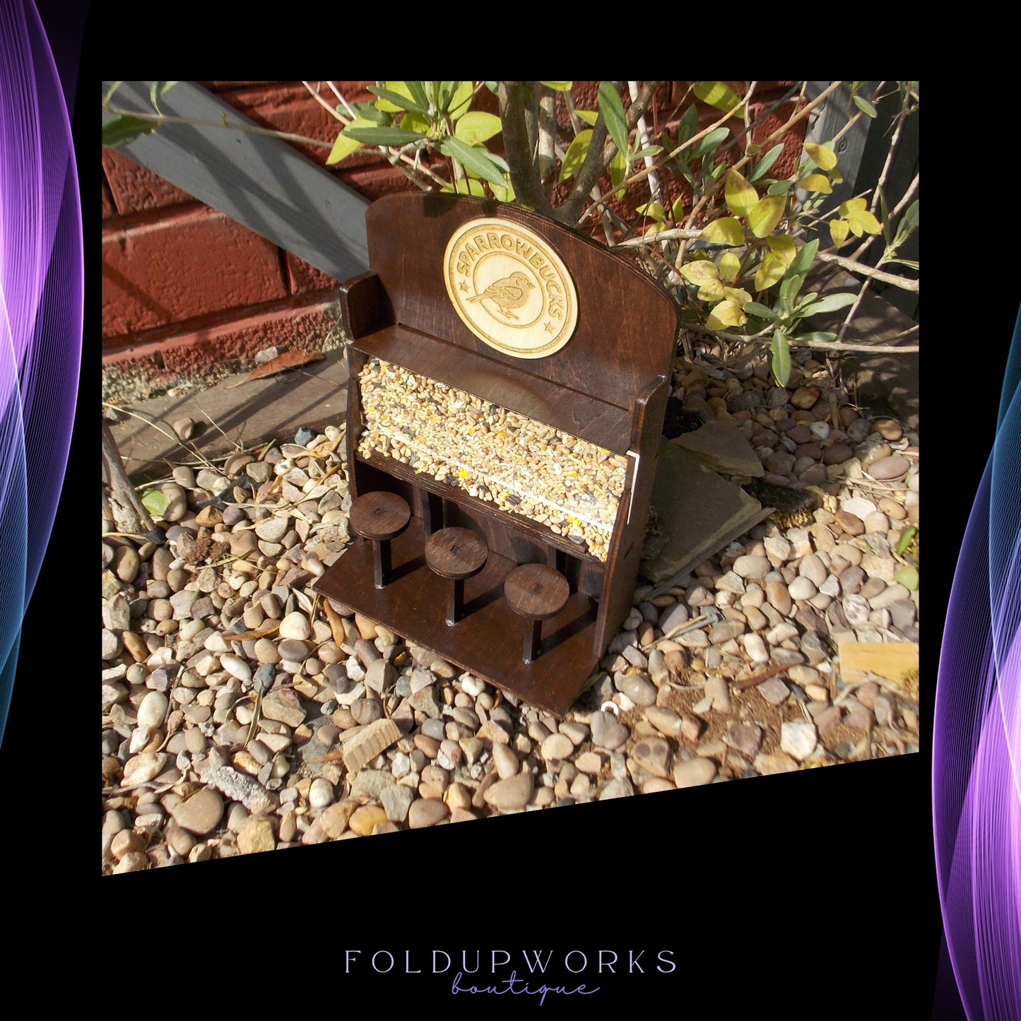 Sparrowbucks Café Bird Feeder – Quirky Coffee Lover & Bird Watcher Gift for the Garden
