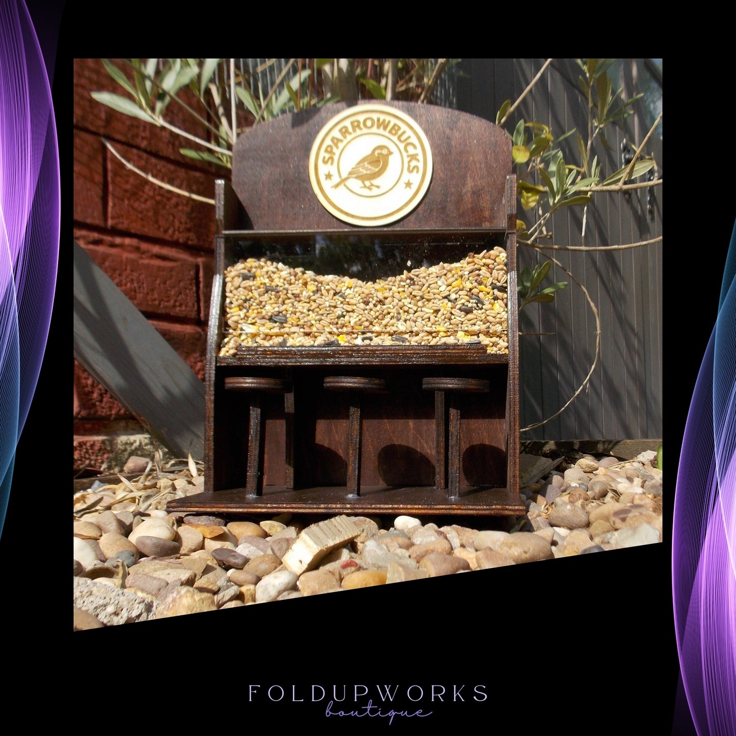 Sparrowbucks Café Bird Feeder – Quirky Coffee Lover & Bird Watcher Gift for the Garden