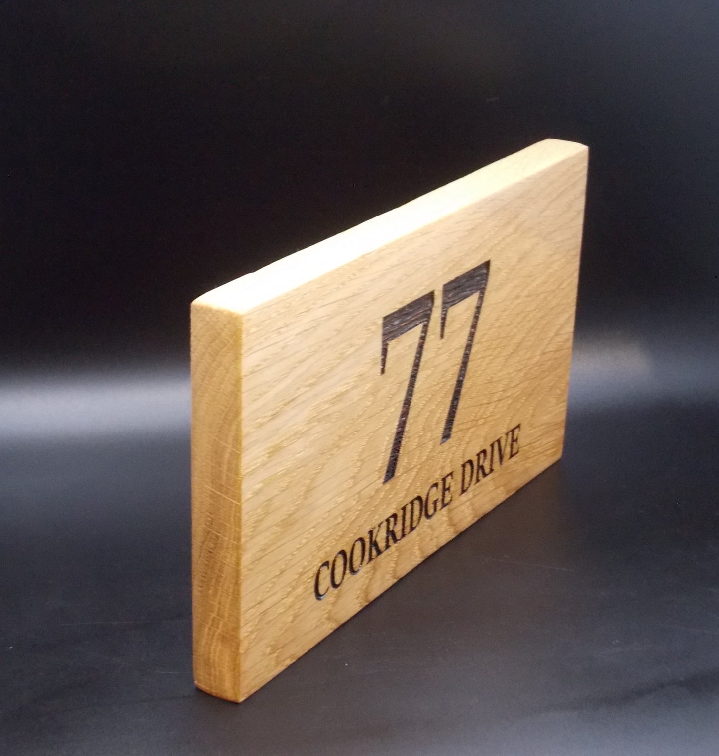 Personalised Oak House Number Sign – Handcrafted Wooden Address Plaque