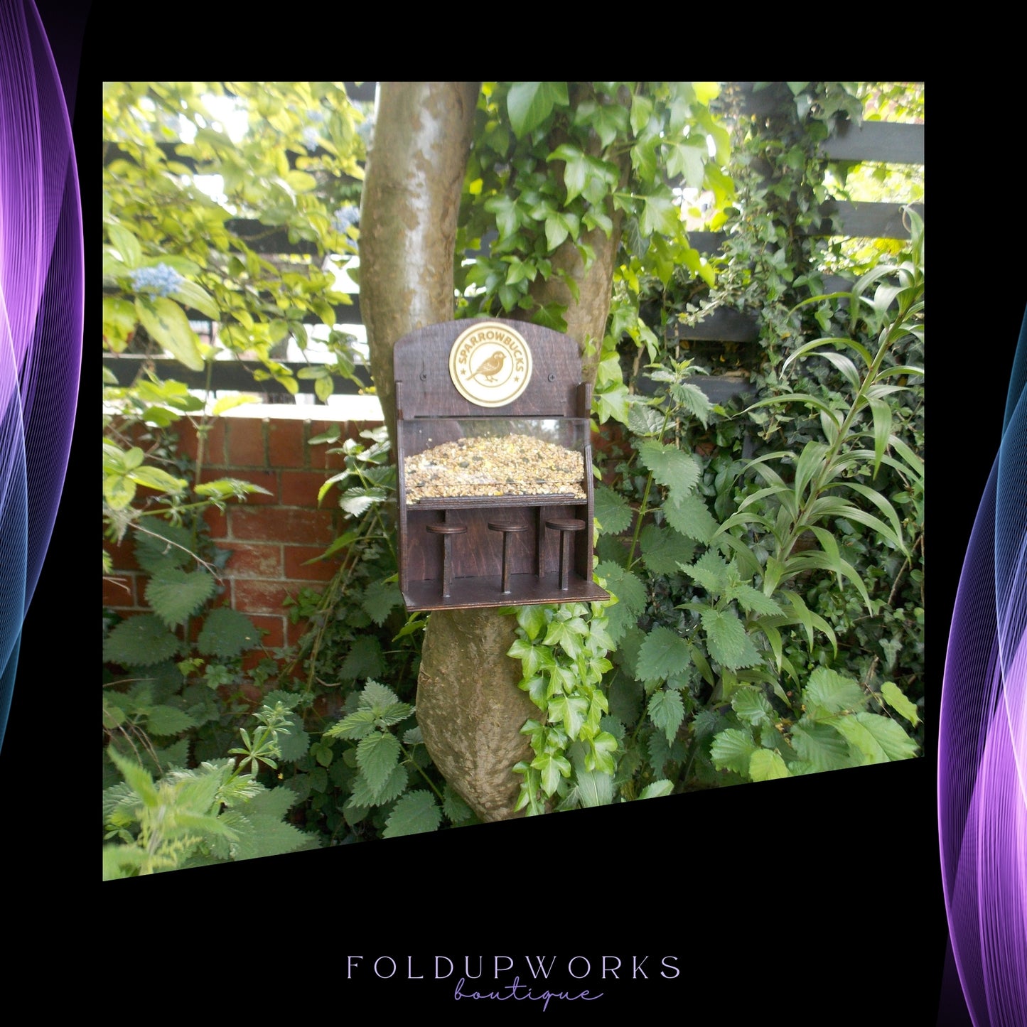 Sparrowbucks Café Bird Feeder – Quirky Coffee Lover & Bird Watcher Gift for the Garden