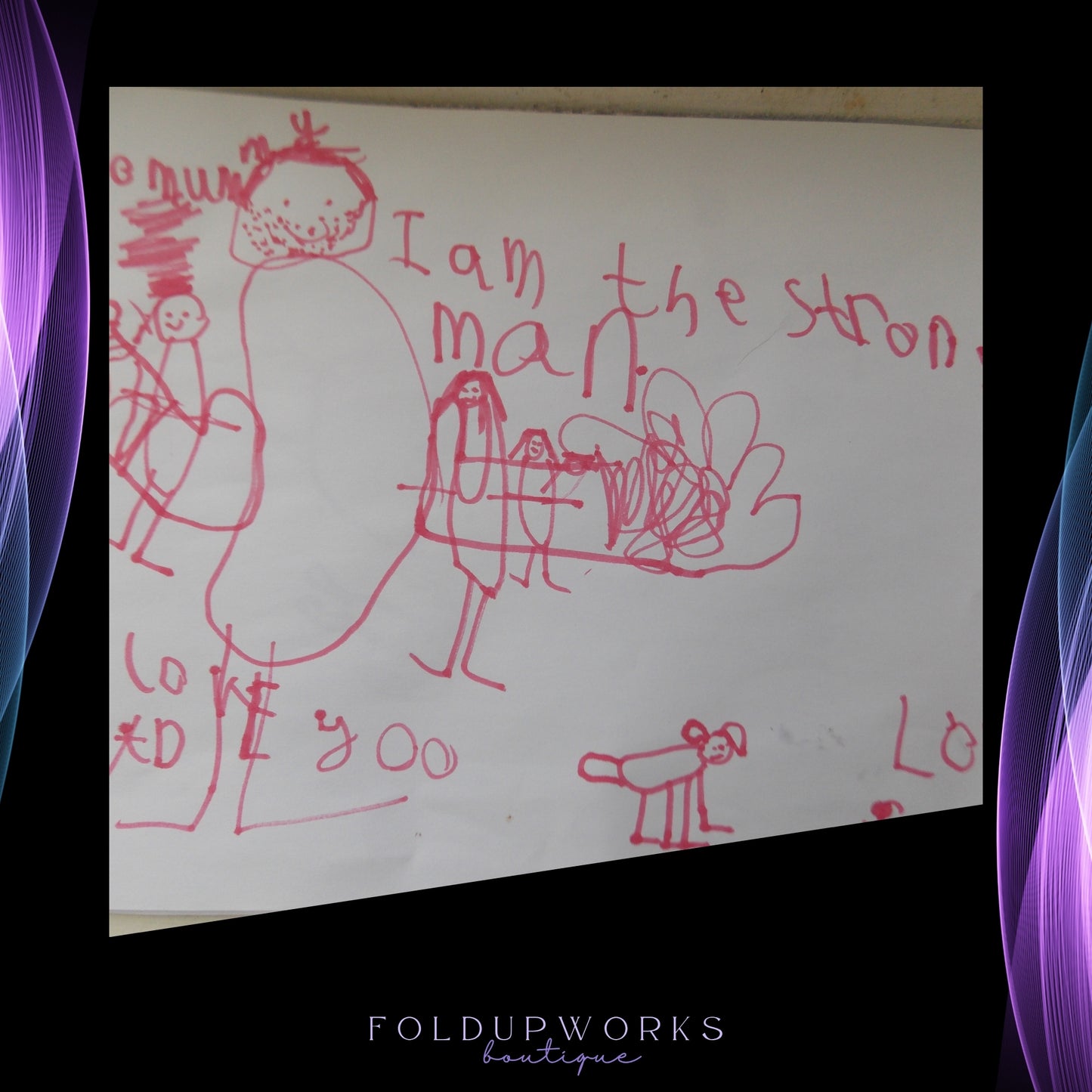 Custom Child’s Drawing Laser Engraving on Beech Plywood – Personalised Gift for Mum, Dad, Mother's Day or Father's Day