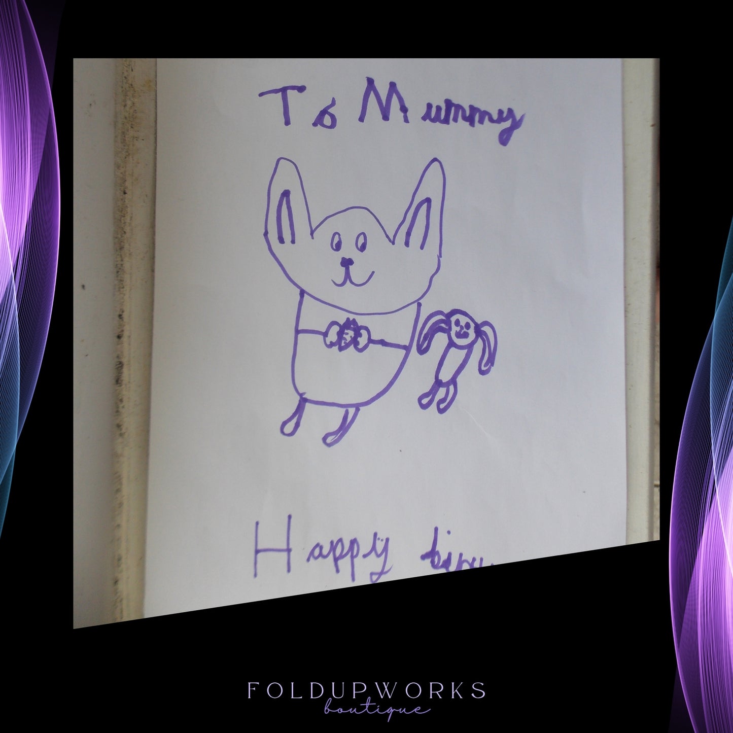 Custom Child’s Drawing Laser Engraving on Beech Plywood – Personalised Gift for Mum, Dad, Mother's Day or Father's Day