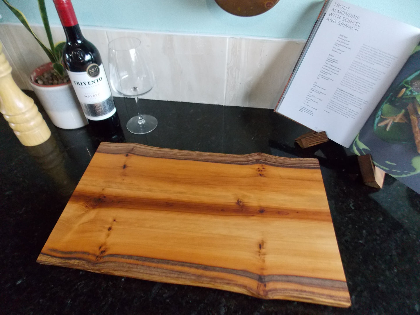 Handcrafted Live Edge Yew Wood Cutting Board – Serving Board - Kitchen Decor