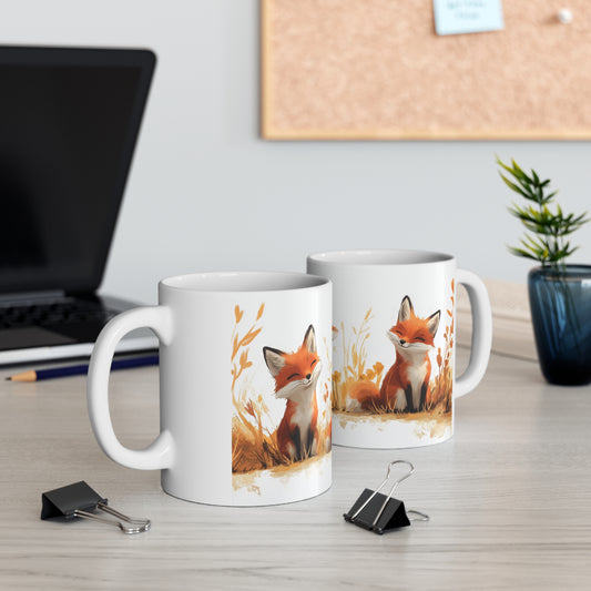 Whimsical Fox # 6 | 11oz White Coffee Cup