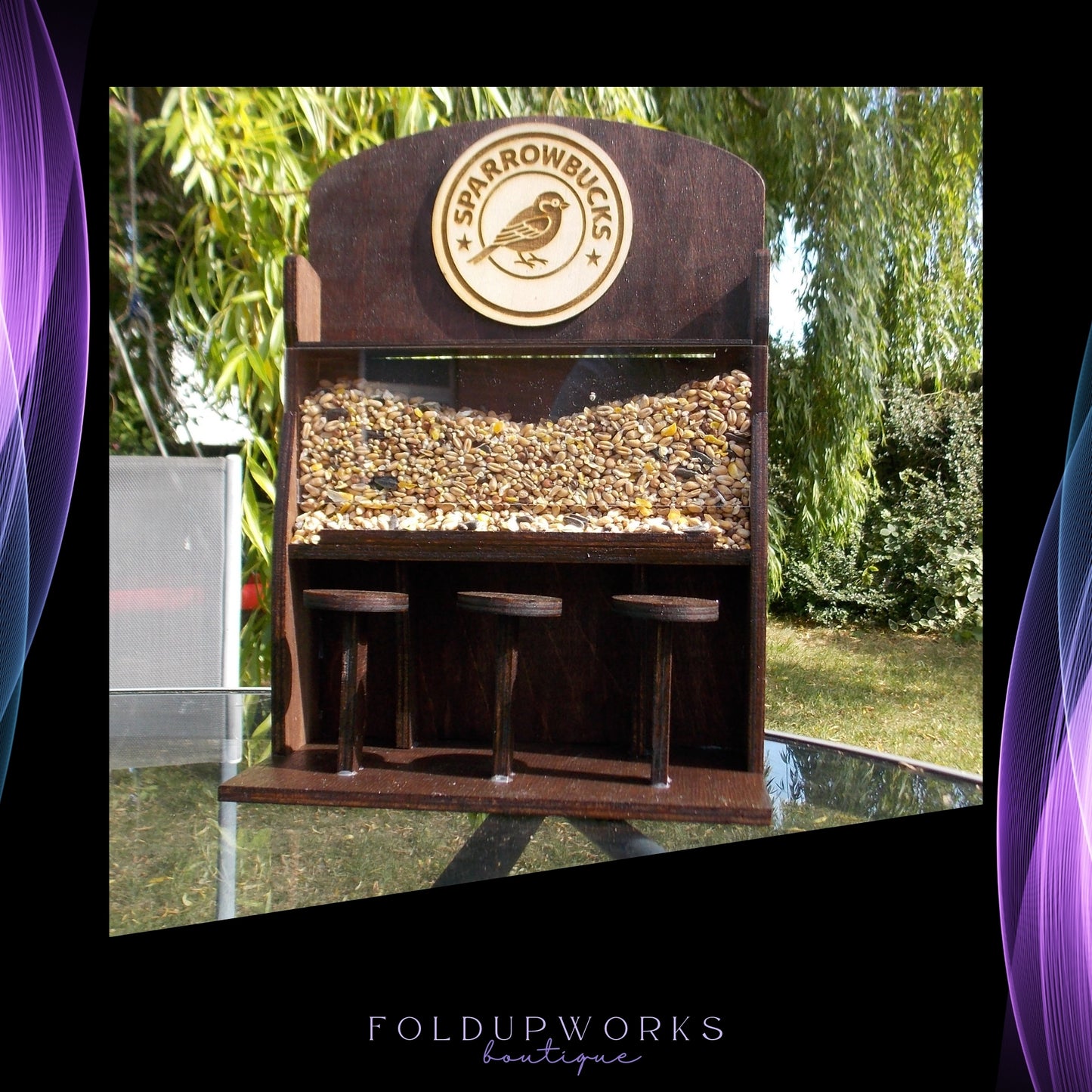 Sparrowbucks Café Bird Feeder – Quirky Coffee Lover & Bird Watcher Gift for the Garden