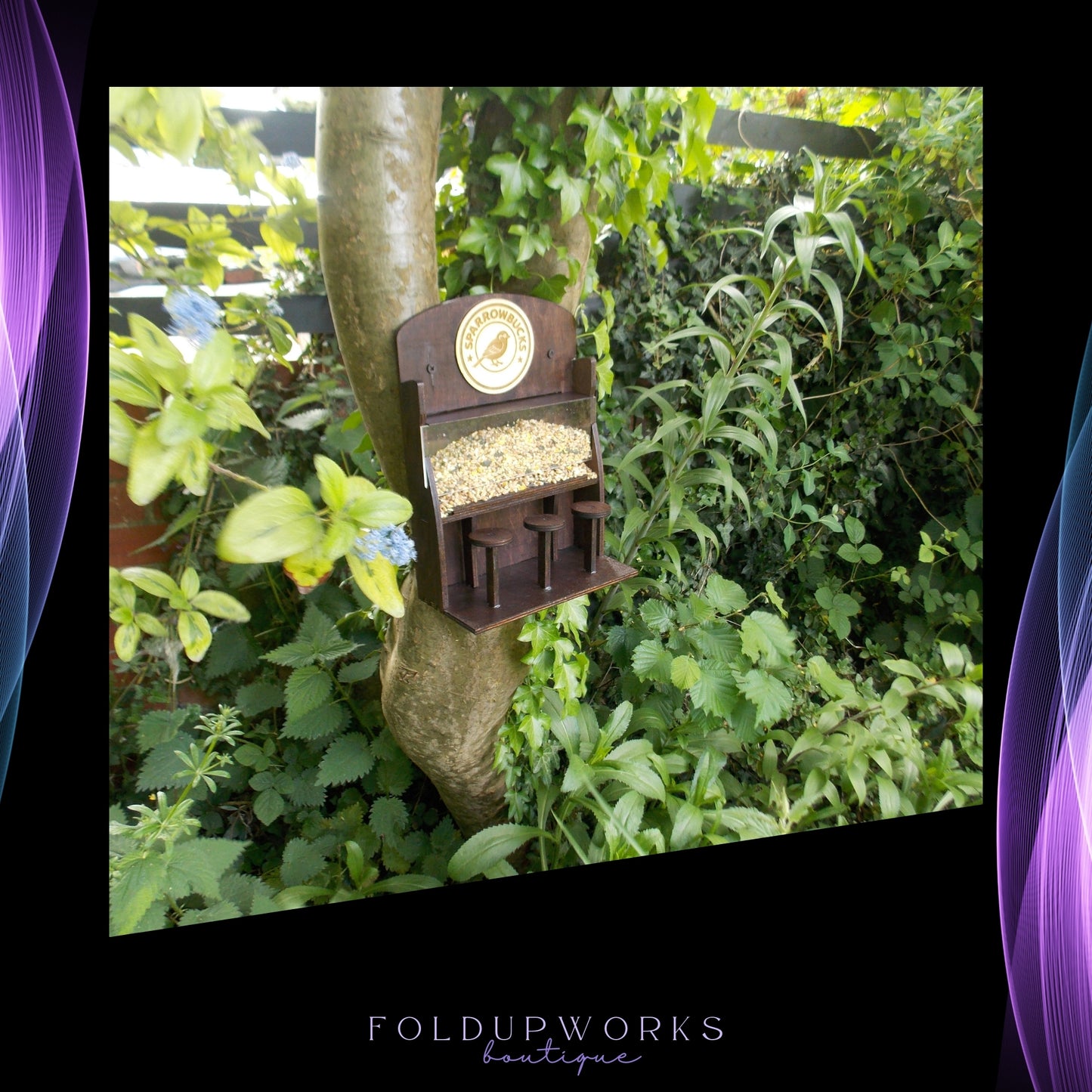 Sparrowbucks Café Bird Feeder – Quirky Coffee Lover & Bird Watcher Gift for the Garden