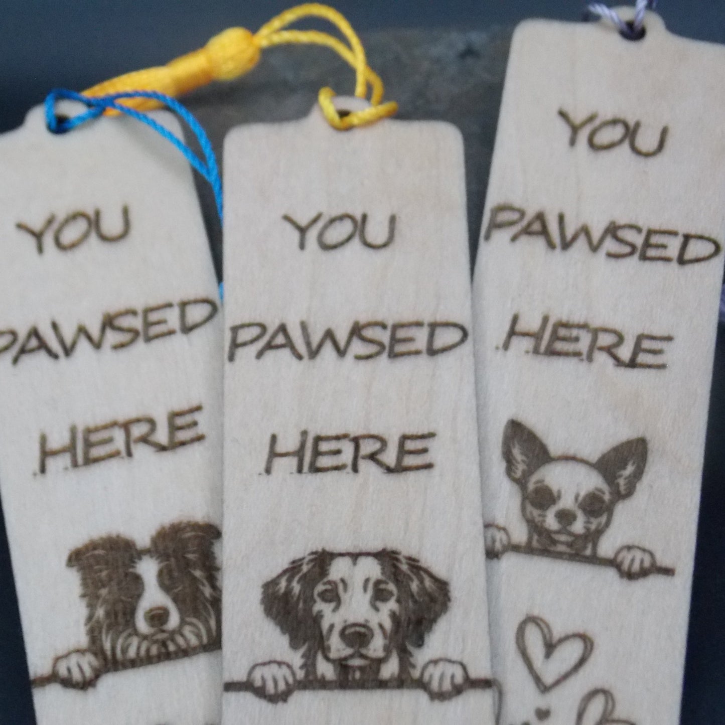 Personalised Dog Bookmark – “You Pawsed Here” Wooden Bookmark with Custom Dog Breed – Unique Gift for Dog Lovers, Pet Owner Gift