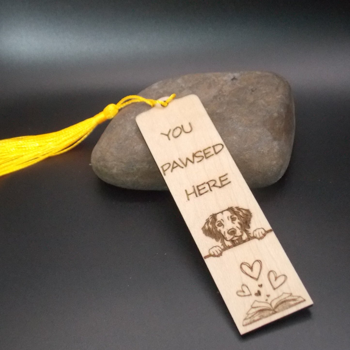 Personalised Dog Bookmark – “You Pawsed Here” Wooden Bookmark with Custom Dog Breed – Unique Gift for Dog Lovers, Pet Owner Gift
