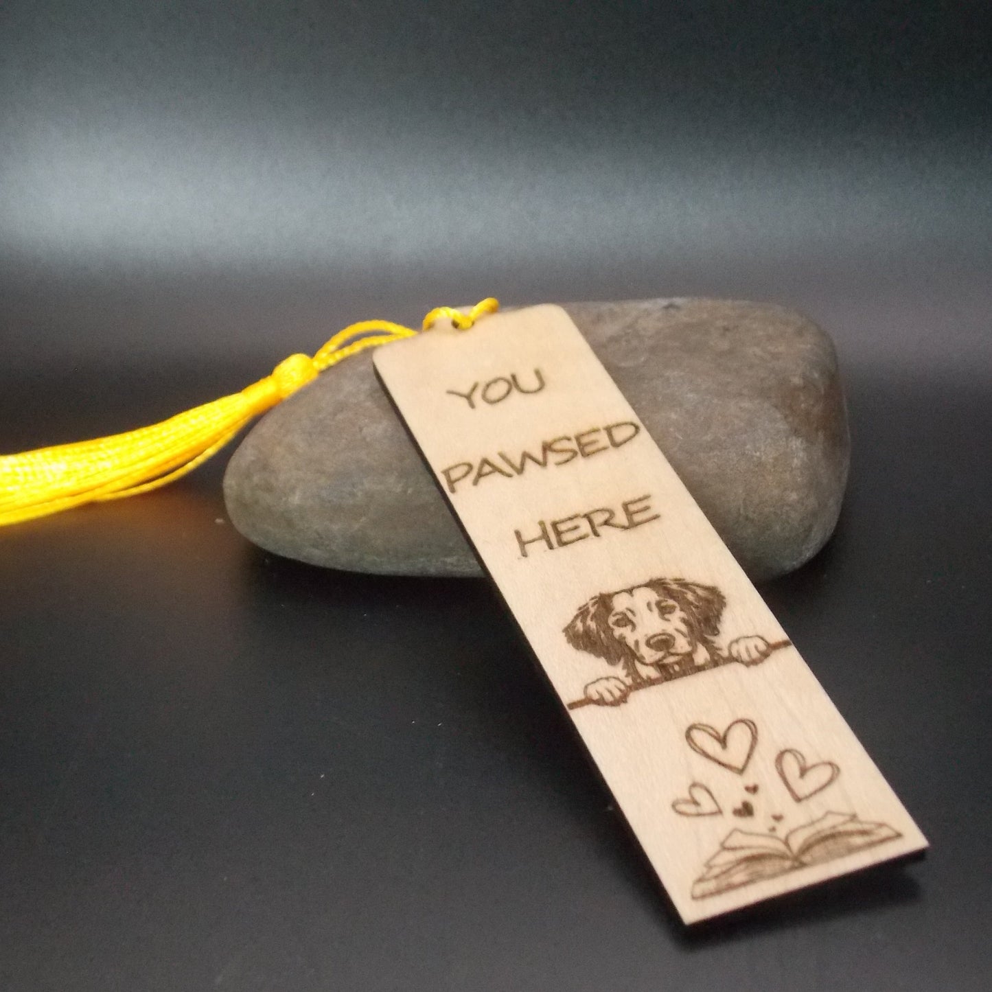 Personalised Dog Bookmark – “You Pawsed Here” Wooden Bookmark with Custom Dog Breed – Unique Gift for Dog Lovers, Pet Owner Gift