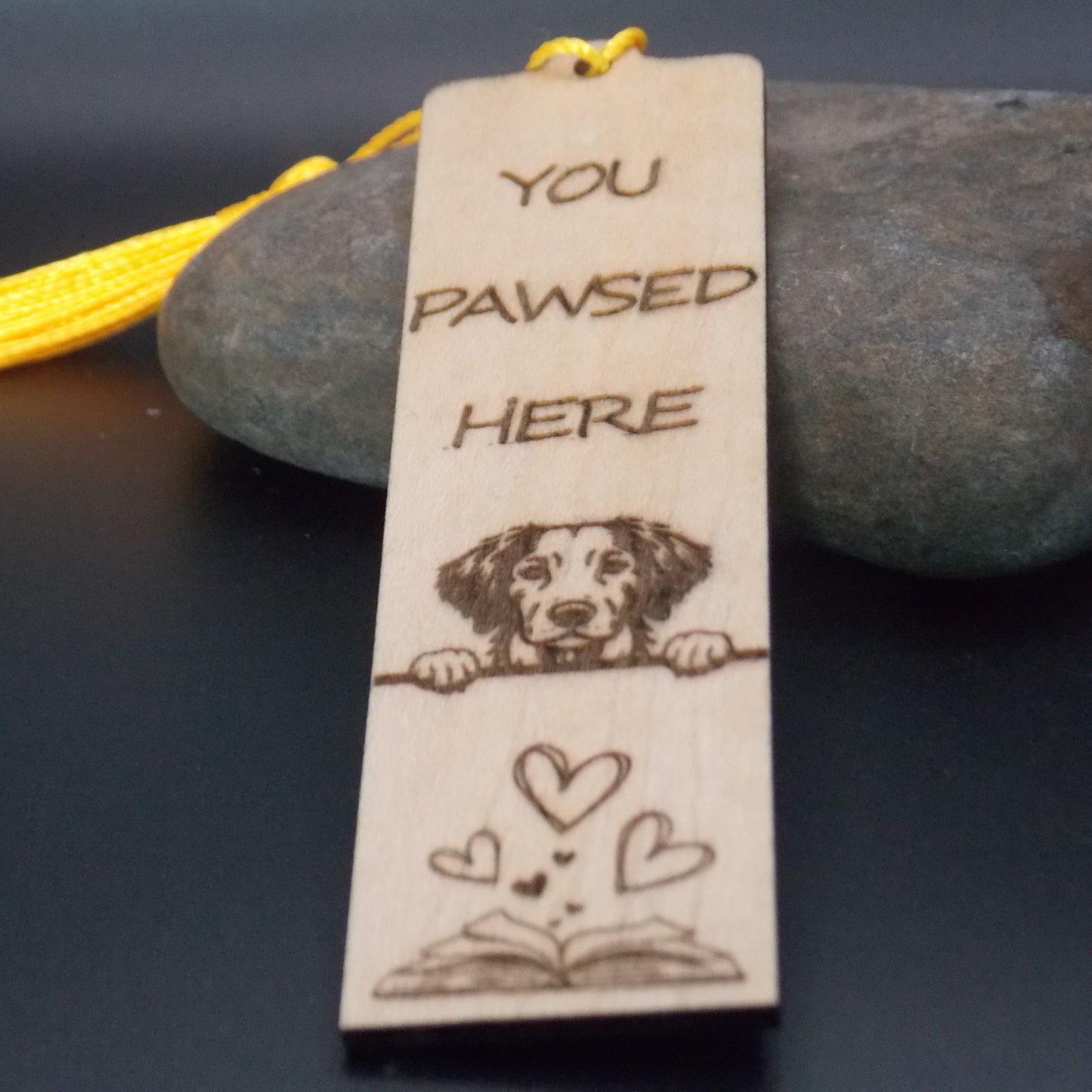 Personalised Dog Bookmark – “You Pawsed Here” Wooden Bookmark with Custom Dog Breed – Unique Gift for Dog Lovers, Pet Owner Gift
