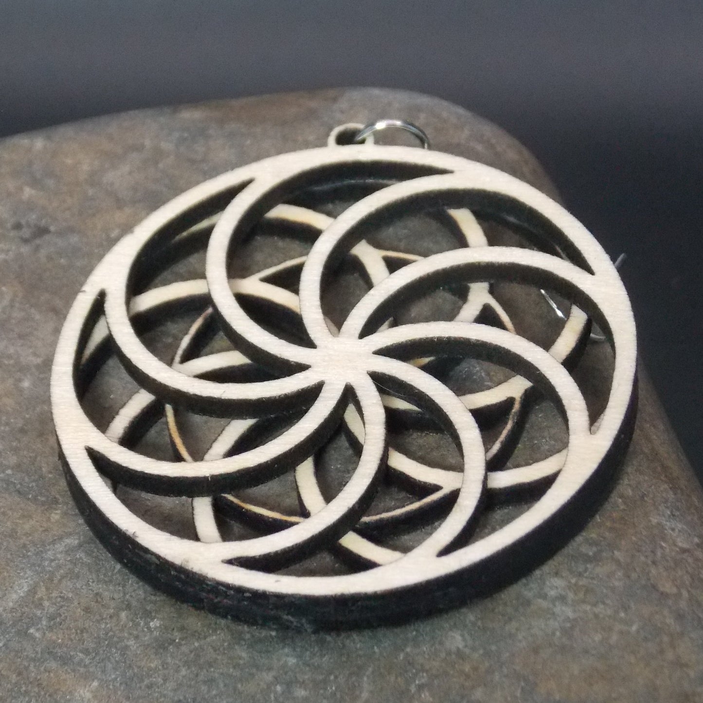 Wood Earrings – Reversible Flower Illusion Design