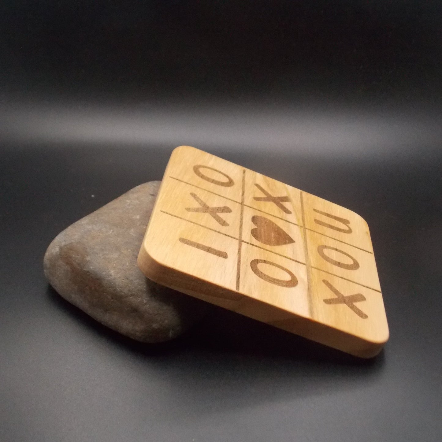 "I Heart U" Wooden Tic Tac Toe Coaster – Romantic Gift, Anniversary