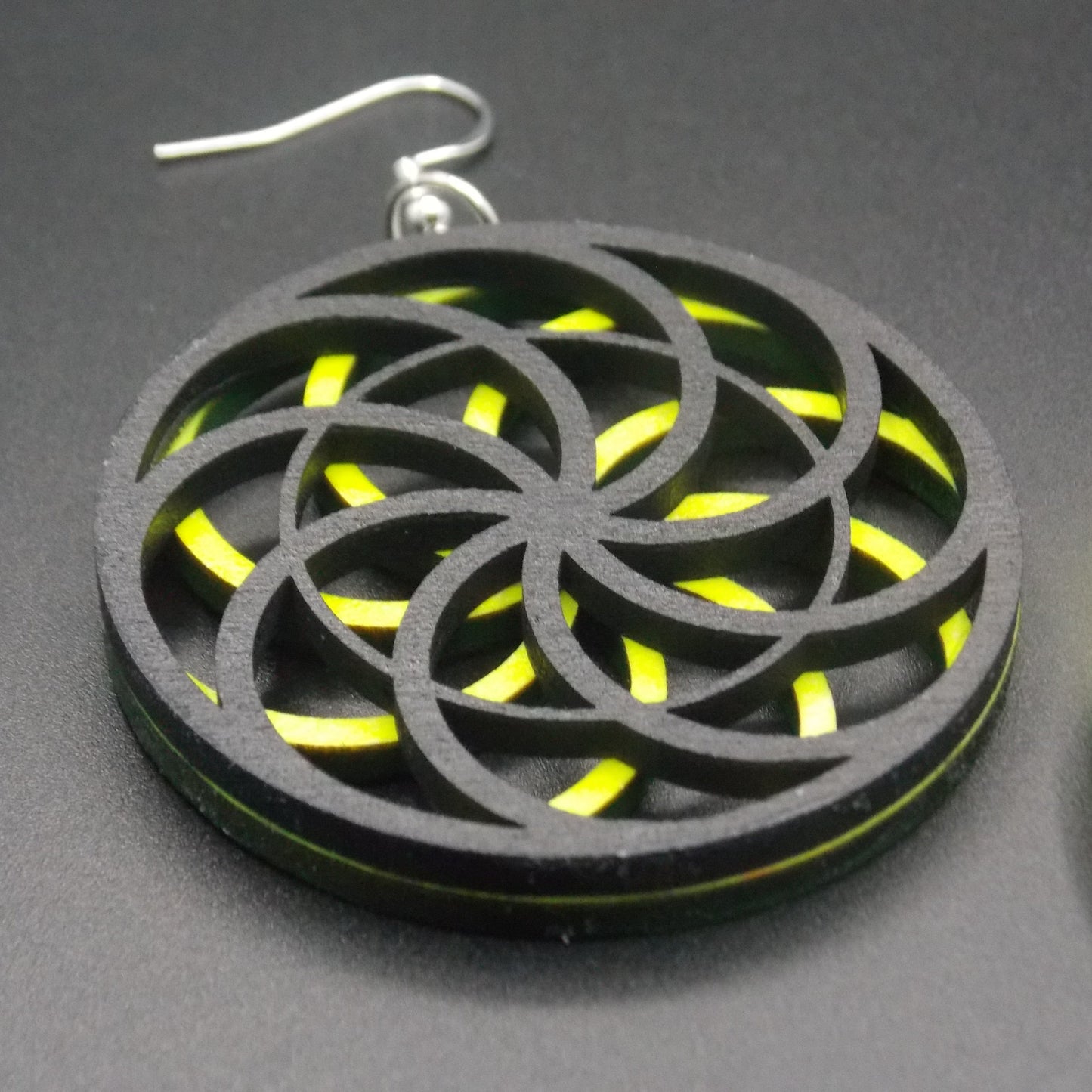 "Vibrant Bloom" Layered Wooden Earrings | Custom Color Floral Geometry | Lightweight Laser Cut Statement Jewelry