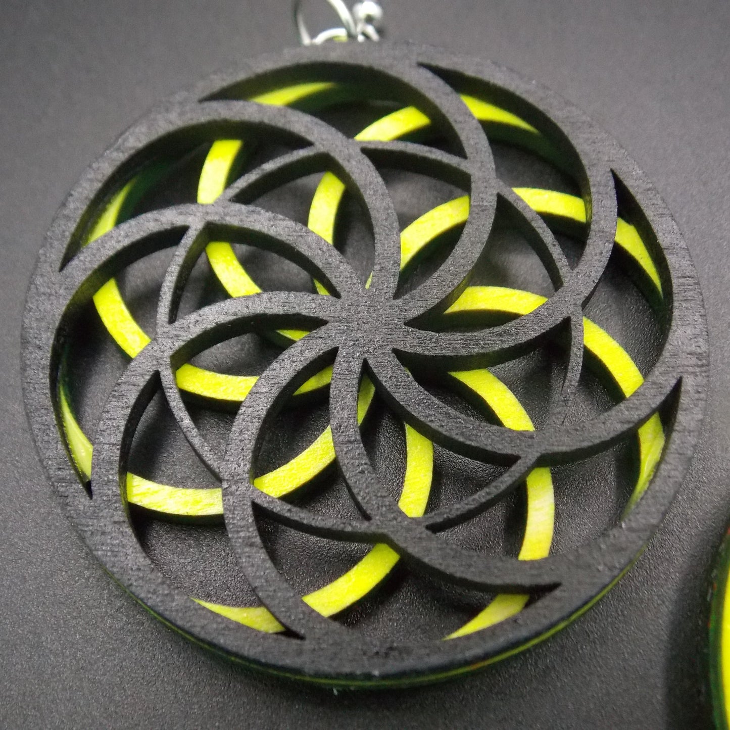 "Vibrant Bloom" Layered Wooden Earrings | Custom Color Floral Geometry | Lightweight Laser Cut Statement Jewelry