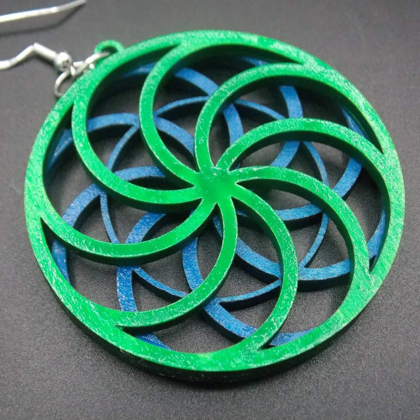 "Vibrant Bloom" Layered Wooden Earrings | Custom Color Floral Geometry | Lightweight Laser Cut Statement Jewelry