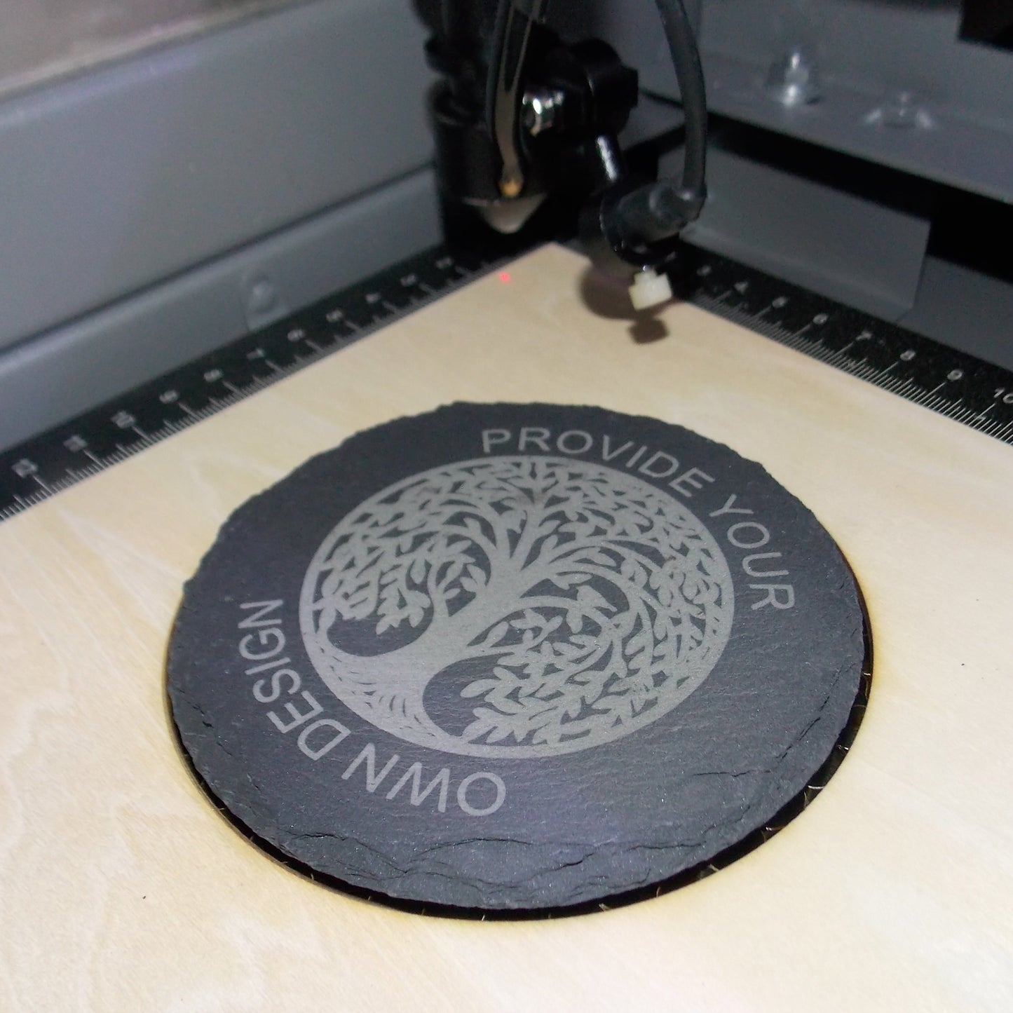 Custom Engraved Slate Coaster – Your Design or Ours | Personalized 4" Round Stone Drink Coaster | Matte or Gloss Finish | Singles or Sets of 4