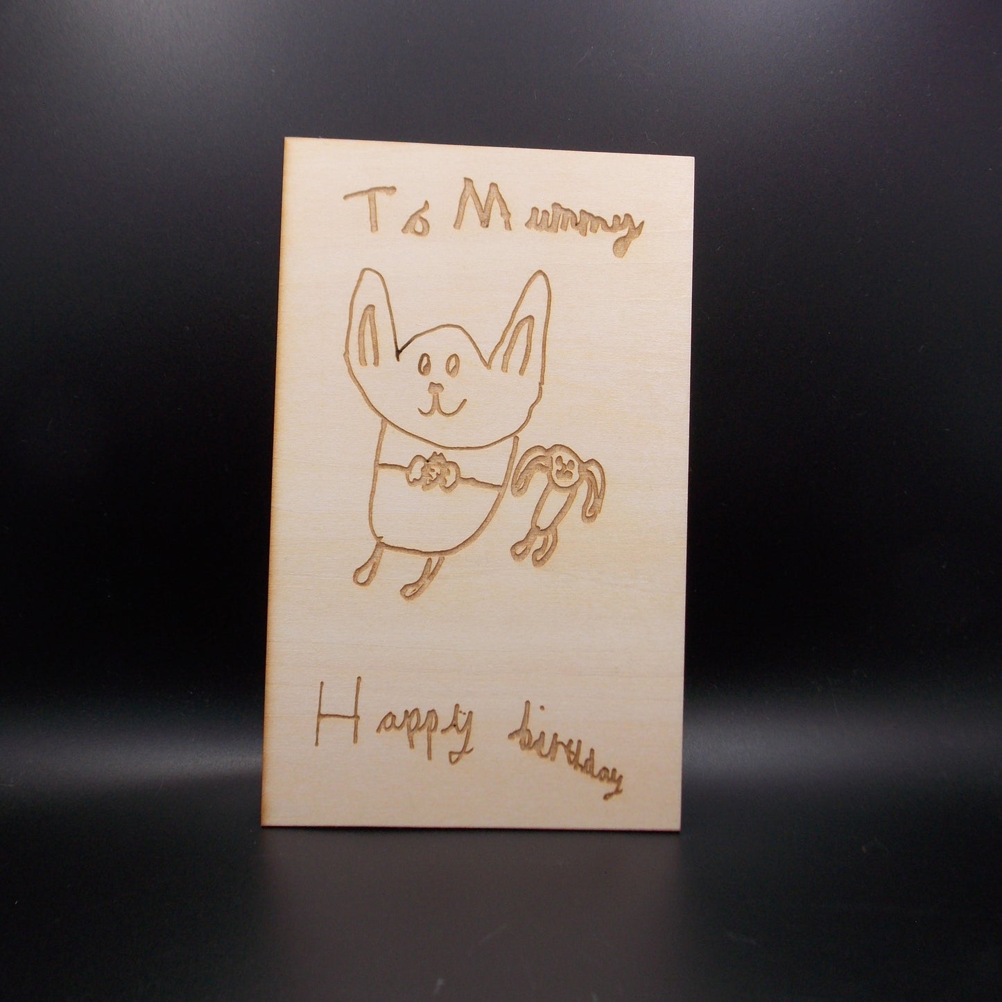 Custom Child’s Drawing Laser Engraving on Beech Plywood – Personalised Gift for Mum, Dad, Mother's Day or Father's Day