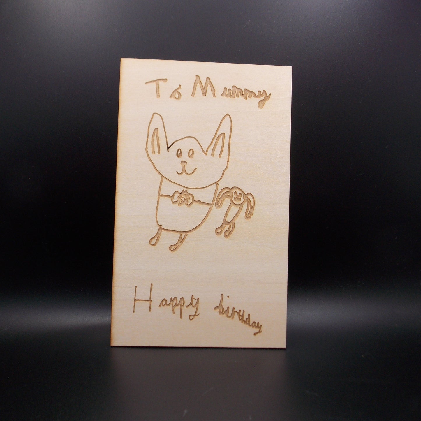 Custom Child’s Drawing Laser Engraving on Beech Plywood – Personalised Gift for Mum, Dad, Mother's Day or Father's Day