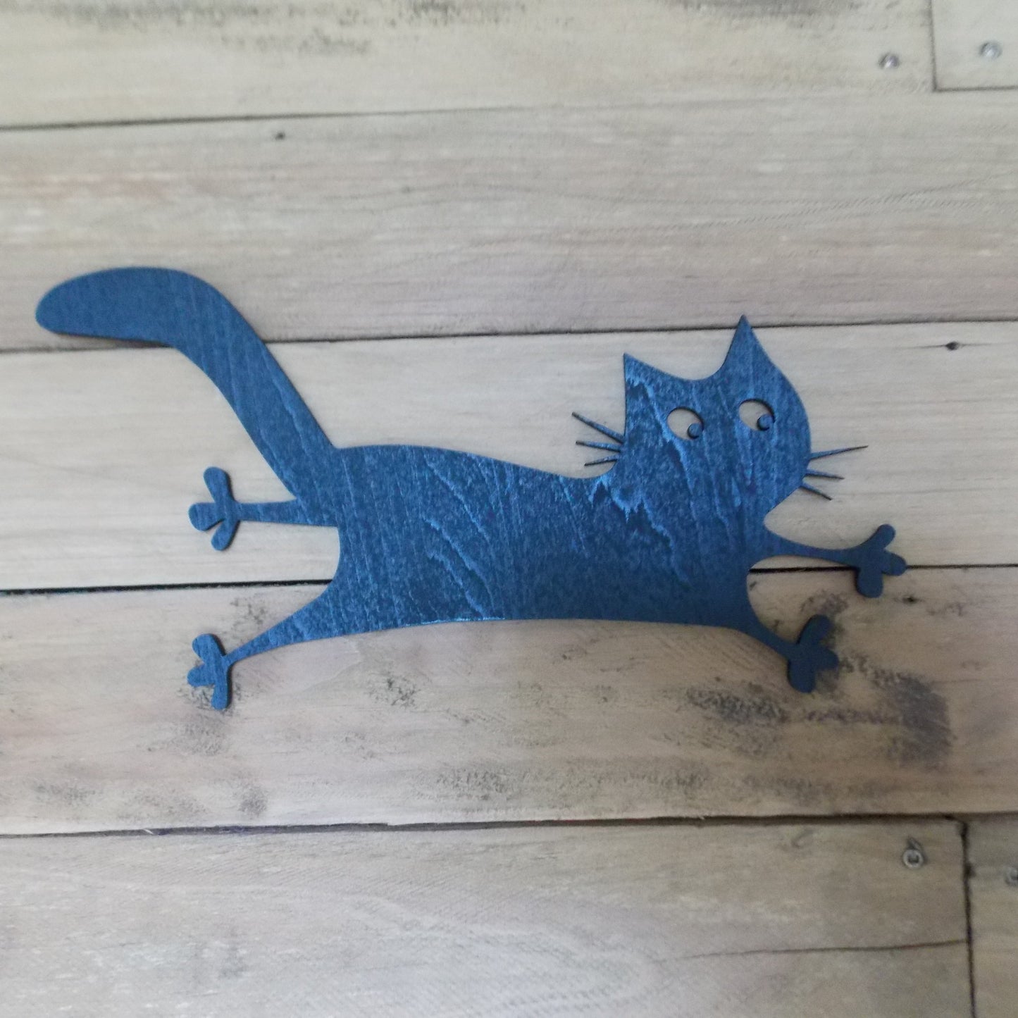 Whimsical Cat & Mouse Wall Art – Black Plywood Cutout Set | Cat Chasing Mouse into Hole | Fun Home Decor | Self-Paint Option Available