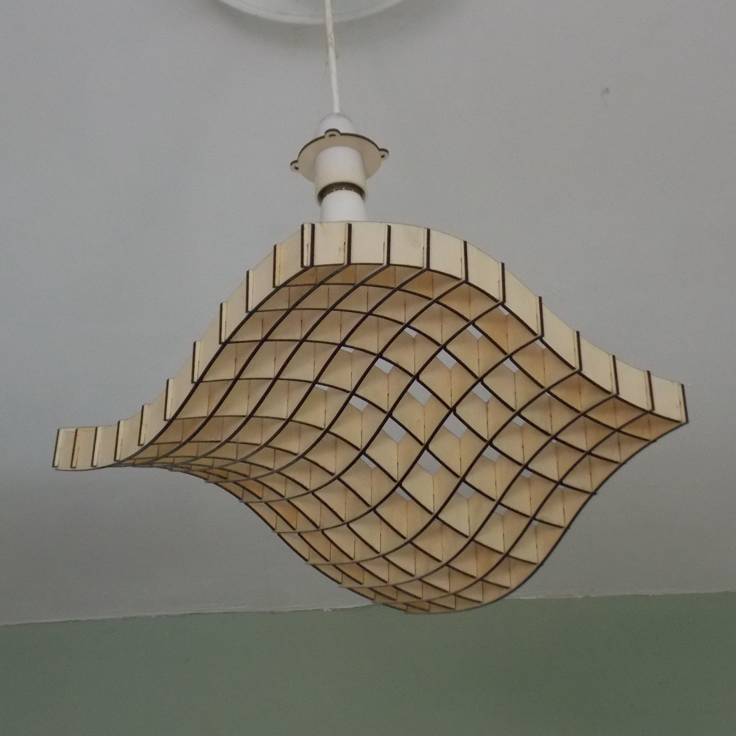 Wave – Wave Design Wooden Lampshade | Pre-Assembled Laser-Cut Pendant Light | Modern Sculptural Ceiling Light Shade