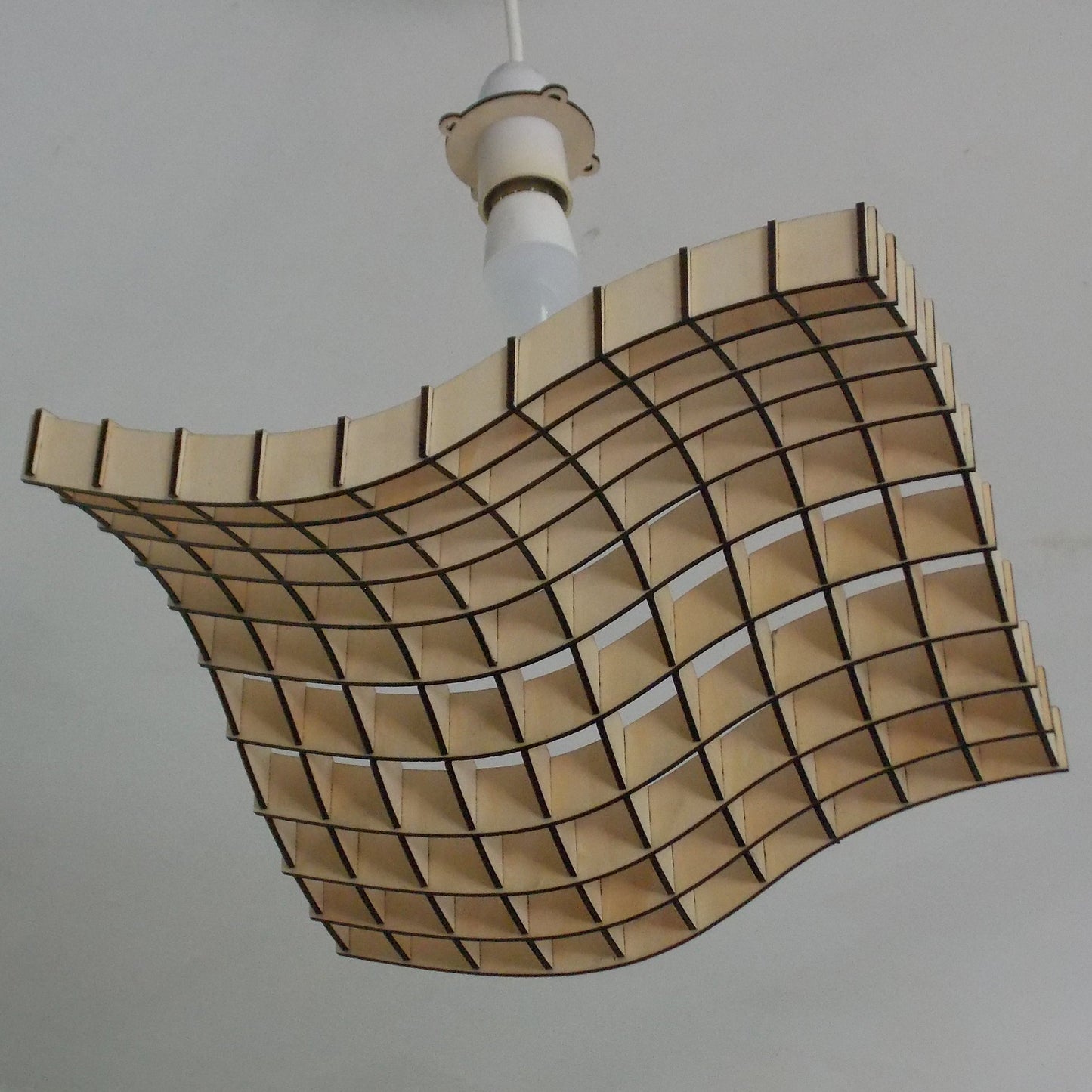 Wave – Wave Design Wooden Lampshade | Pre-Assembled Laser-Cut Pendant Light | Modern Sculptural Ceiling Light Shade