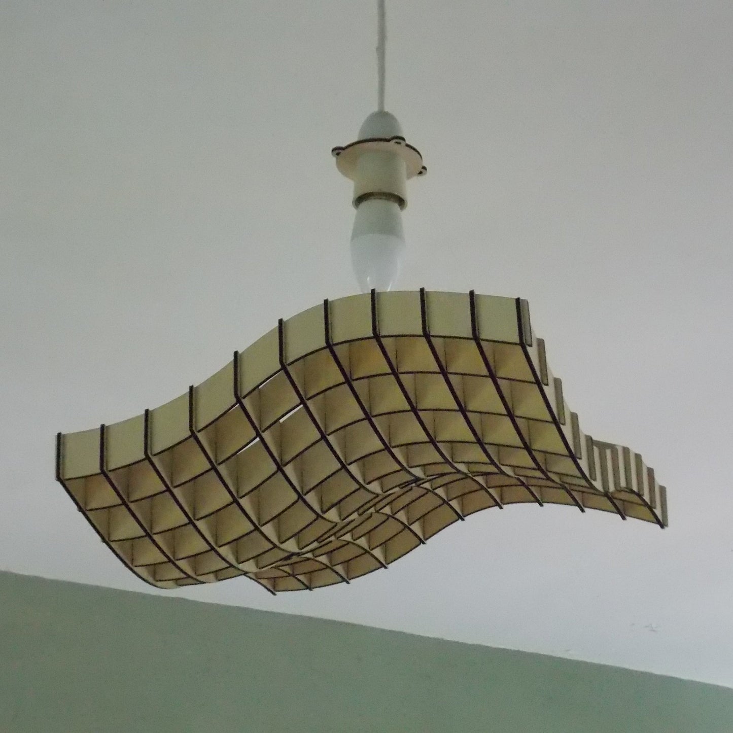 Wave – Wave Design Wooden Lampshade | Pre-Assembled Laser-Cut Pendant Light | Modern Sculptural Ceiling Light Shade