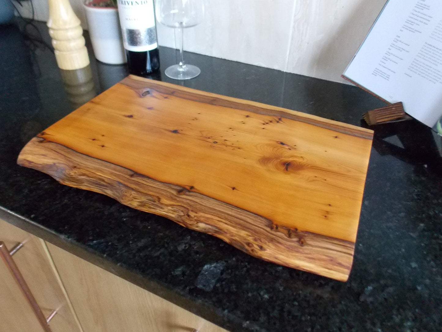 Handcrafted Live Edge Yew Wood Cutting Board – Serving Board - Kitchen Decor