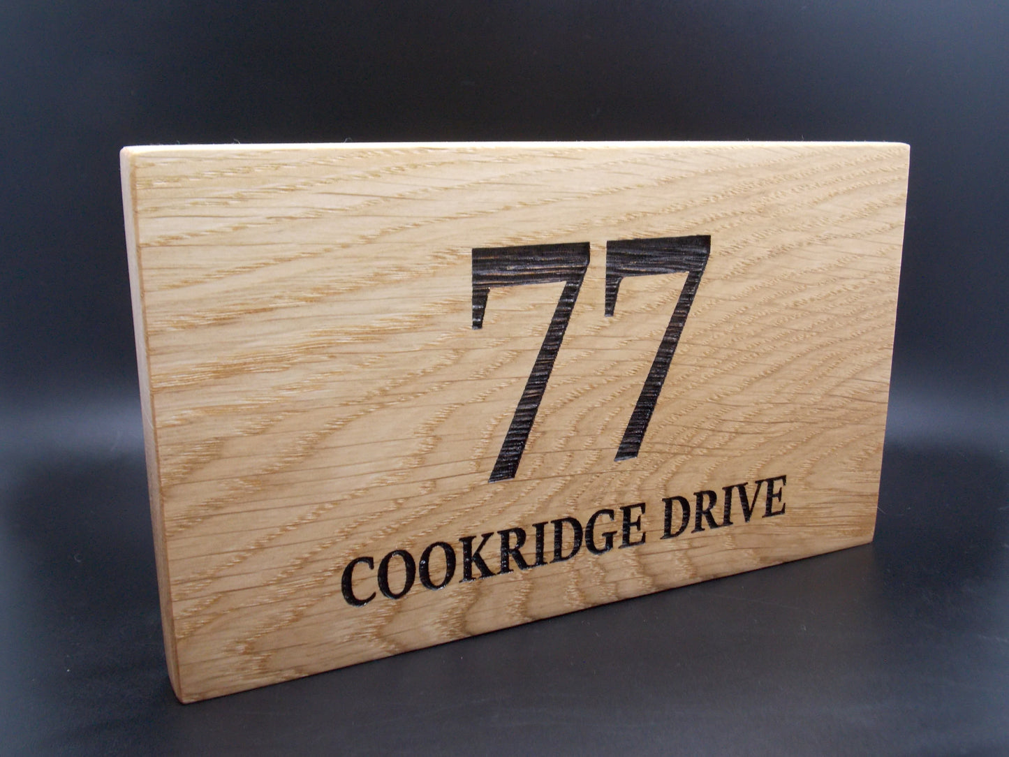 Personalised Oak House Number Sign – Handcrafted Wooden Address Plaque