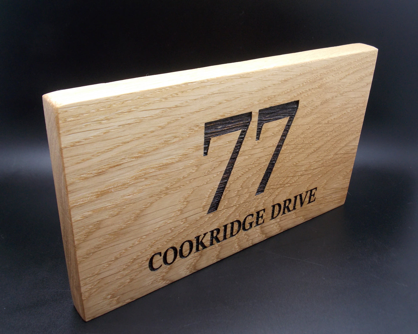 Personalised Oak House Number Sign – Handcrafted Wooden Address Plaque