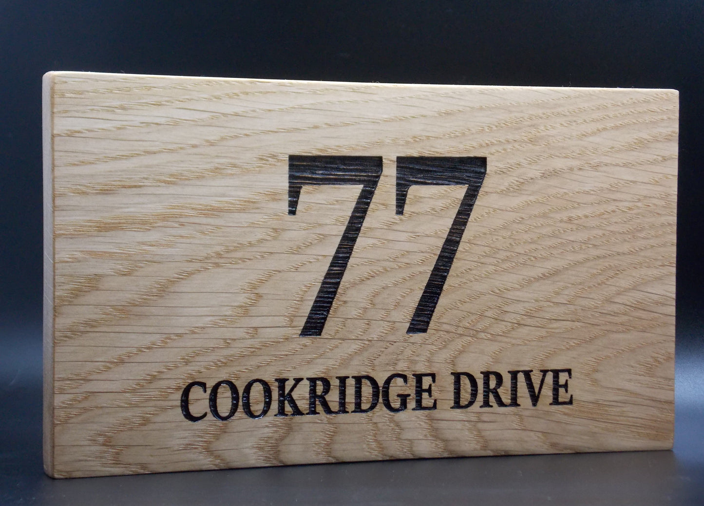 Personalised Oak House Number Sign – Handcrafted Wooden Address Plaque