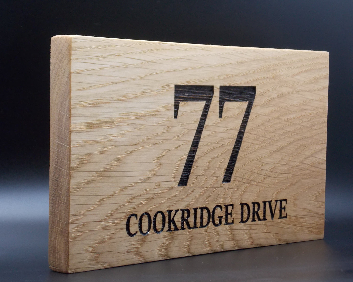 Personalised Oak House Number Sign – Handcrafted Wooden Address Plaque