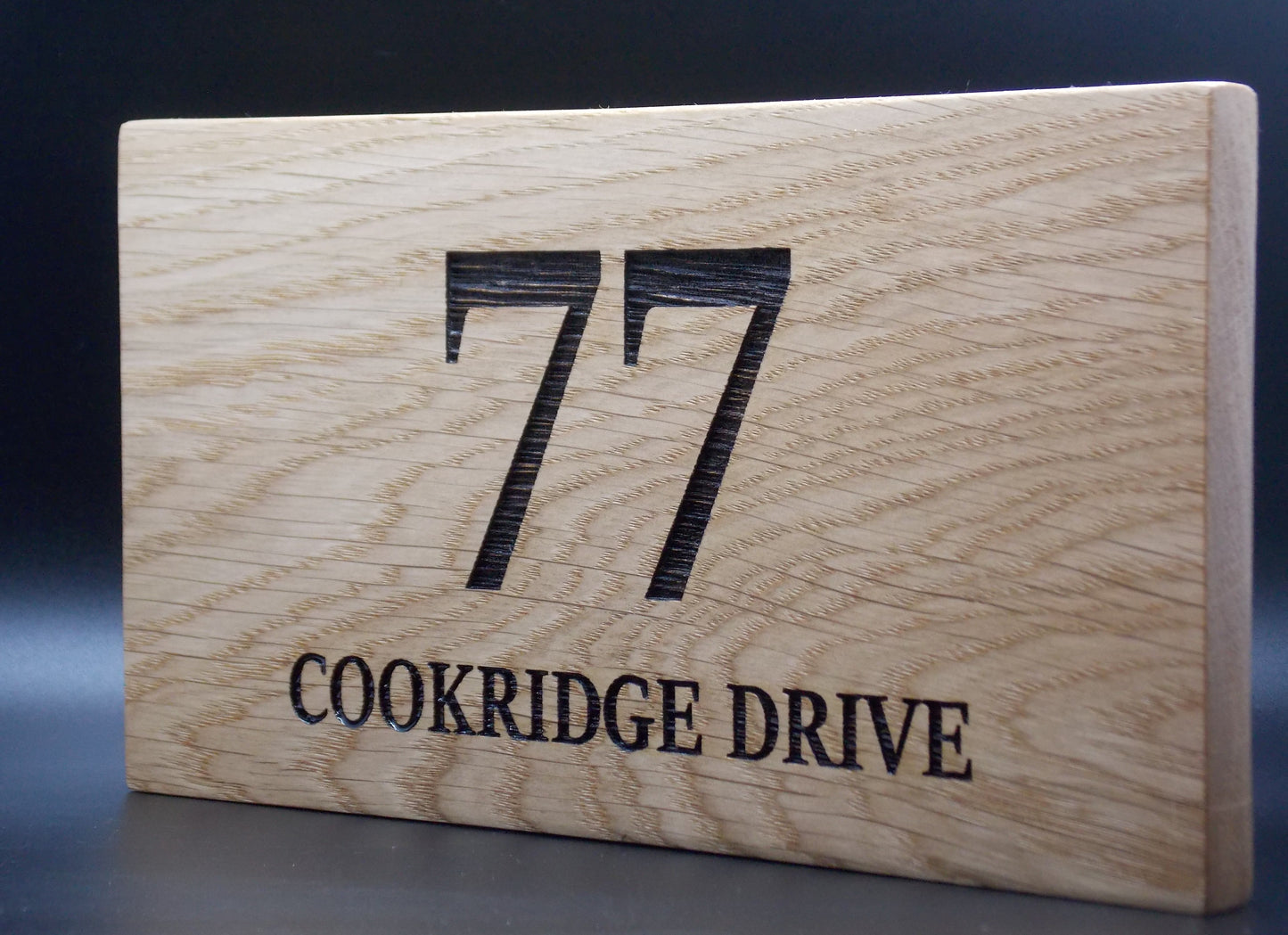Personalised Oak House Number Sign – Handcrafted Wooden Address Plaque