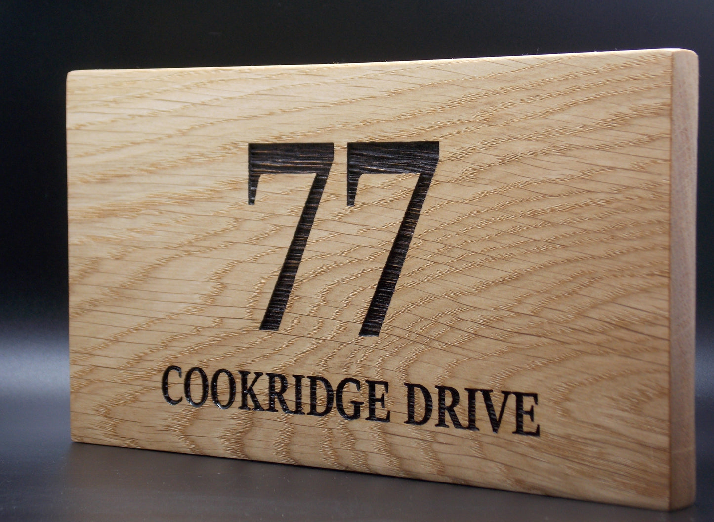 Personalised Oak House Number Sign – Handcrafted Wooden Address Plaque