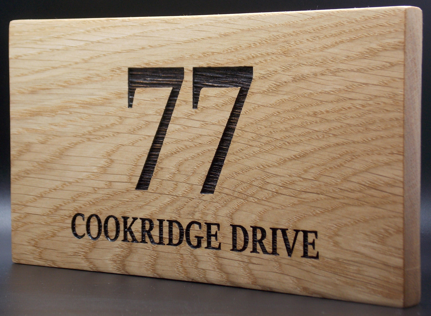 Personalised Oak House Number Sign – Handcrafted Wooden Address Plaque