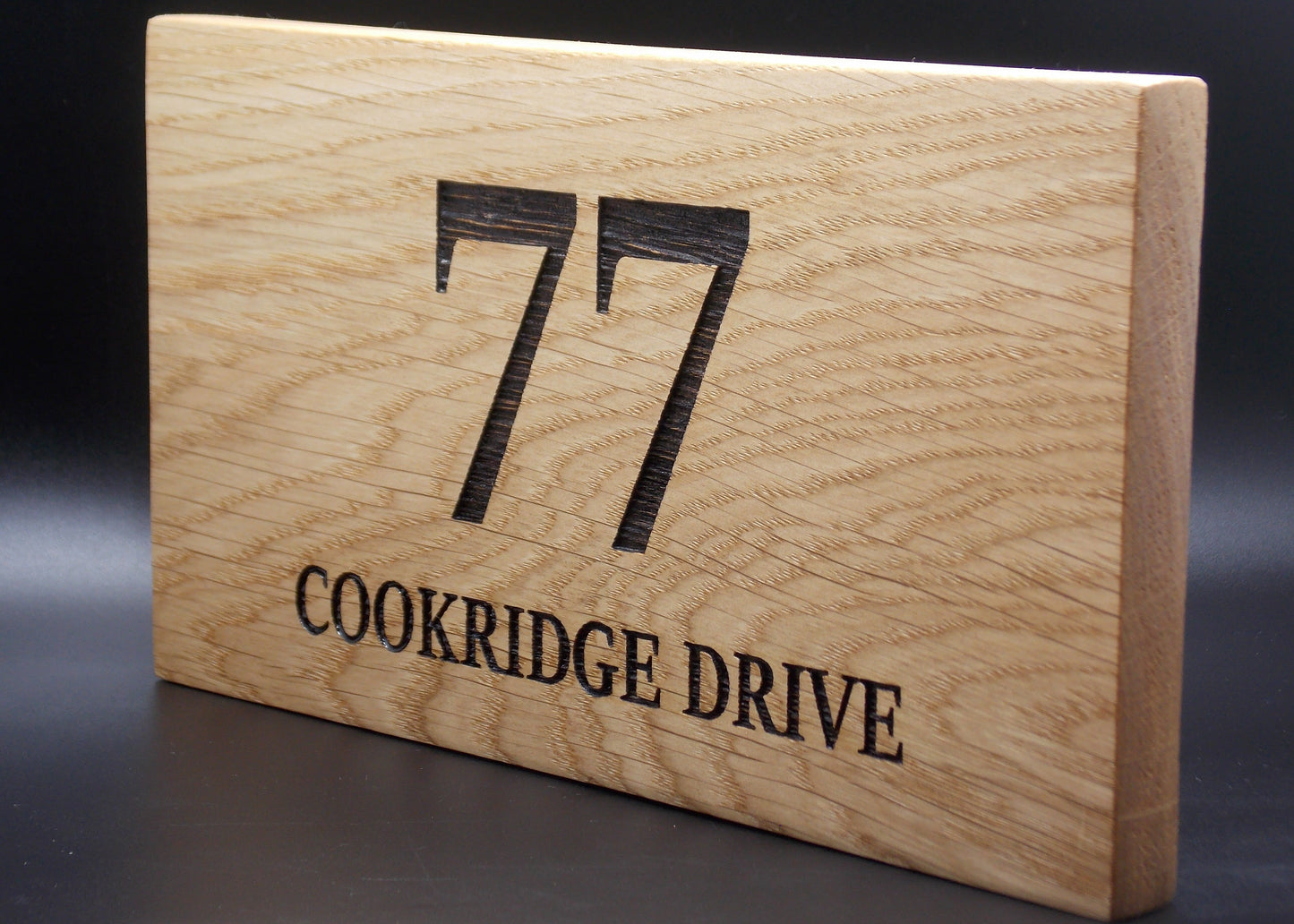 Personalised Oak House Number Sign – Handcrafted Wooden Address Plaque