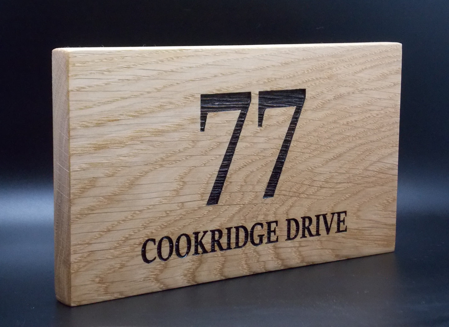 Personalised Oak House Number Sign – Handcrafted Wooden Address Plaque