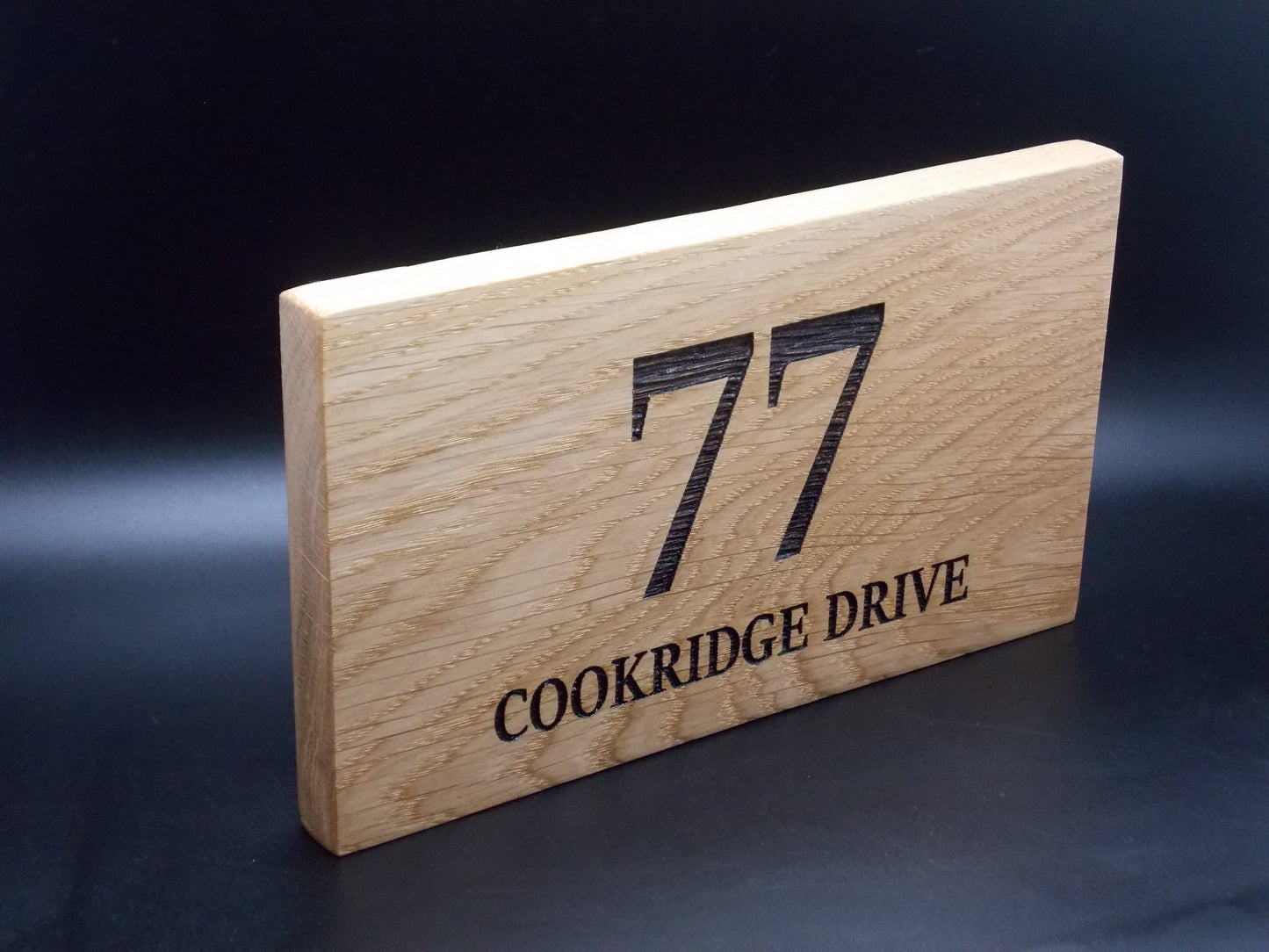 Personalised Oak House Number Sign – Handcrafted Wooden Address Plaque