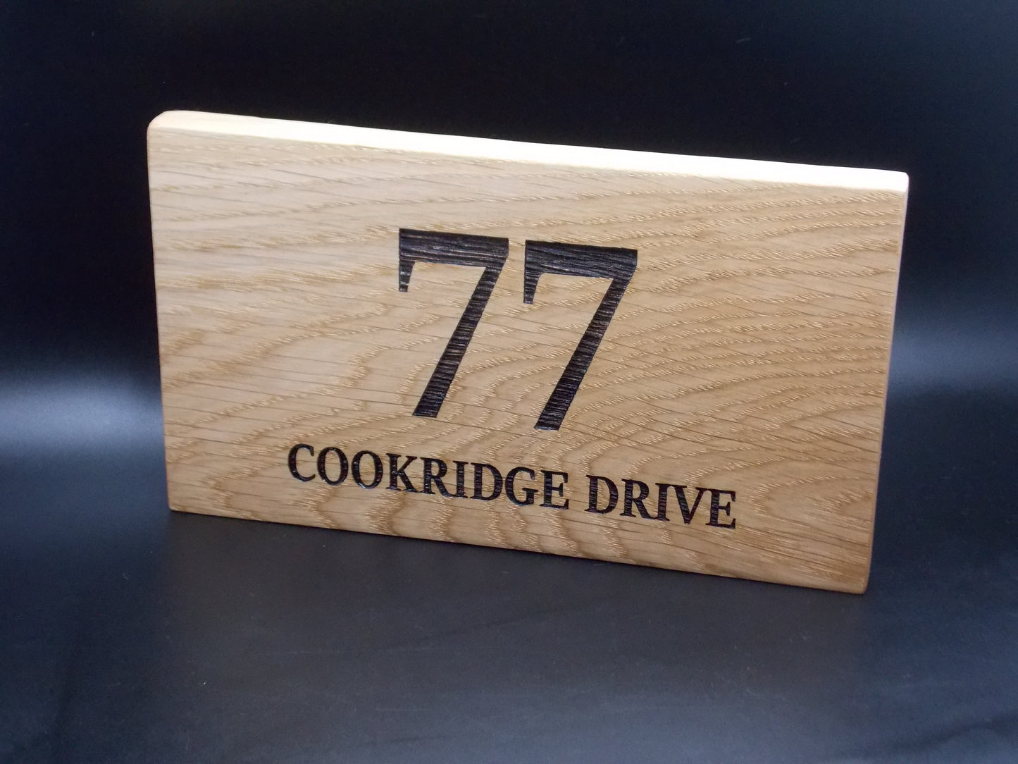 Personalised Oak House Number Sign – Handcrafted Wooden Address Plaque