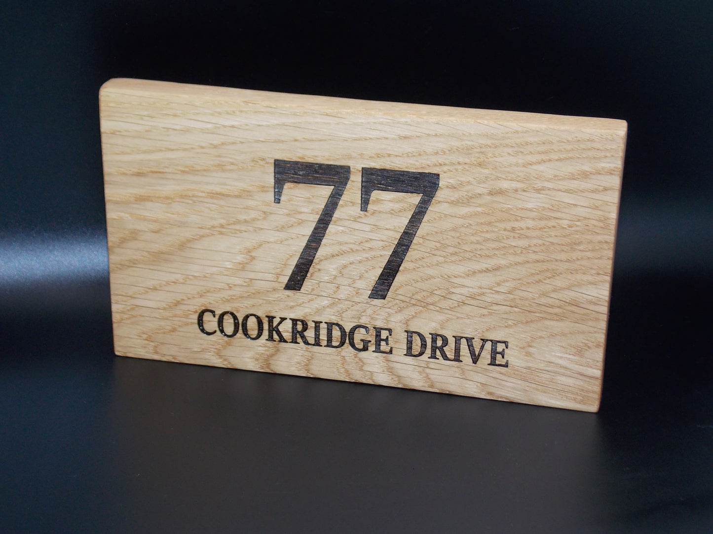 Personalised Oak House Number Sign – Handcrafted Wooden Address Plaque