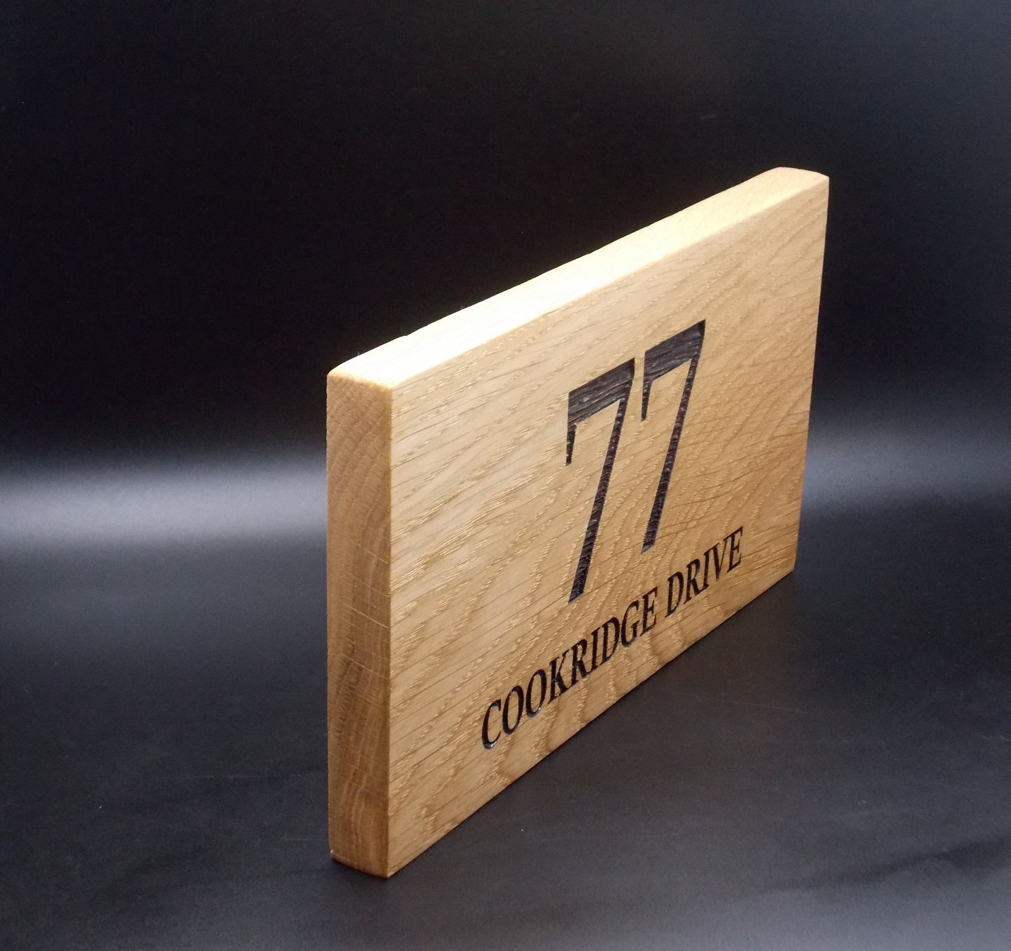 Personalised Oak House Number Sign – Handcrafted Wooden Address Plaque
